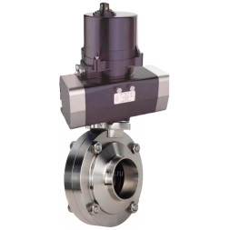 Затвор дисковый поворотный WBV3131S-2W-W-H Ду20 Ру10 под приварку, корпус - пищевая нерж. сталь AISI 304, диск - нерж. сталь AISI 304, уплотнение - Silicon, с электроприводом четвертьоборотным QTSA-N-003EM-O0-220VAC с пружинным возвратом