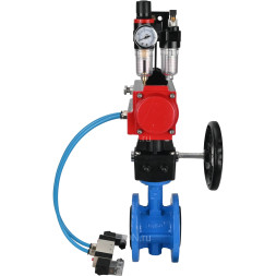 Затвор дисковый поворотный WBV1313E-2W-F-H Ду150 Ру16 фланцевый, корпус - чугун GGG40, диск - чугун GGG40, EPDM, с пневмоприводом PA-DA-130, пневмораспределителем 4V320-08 AC220V, дублером MON1-250-T26-ISO и БПВ AFC2000