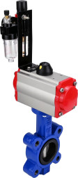 Затвор дисковый поворотный WBV1631N-2W-Fb-H Ду125 Ру16 LUG корпус - чугун QT450, диск - нержавеющая сталь 304, уплотнение - NBR, с пневмоприводом PA-SA-140, пневмораспределителем 4M310-08 DC24V и БПВ AFC2000