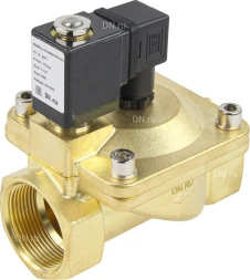 Клапан электромагнитный VS400-ET-NC-24VAC 1 1/2″ Ду40 Ру16 пилотного действия двухходовой, корпус - латунь, присоединение - внутренняя резьба, уплотнение - EPDM, нормально-закрытый, катушка - 24В AC