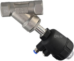 Клапан отсечной пневматический VSP3241P-T-1PNC Ду25 Ру25, корпус - нержавеющая сталь SS316, резьбовой, Y-образный, корпус привода - пластик