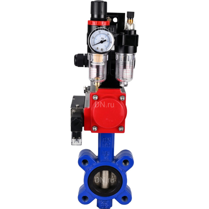 Затвор дисковый поворотный WBV1616N-2W-Fb-H Ду50 Ру16 LUG корпус - чугун QT450, диск - чугун QT450, уплотнение - NBR, с пневмоприводом PA-DA-065, пневмораспределителем 4M310-08 AC220V, БКВ APL-210N и БПВ AFC2000 в Хабаровске