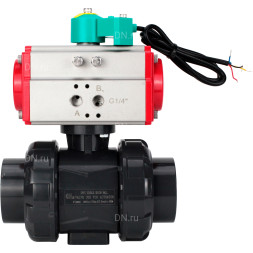 Кран шаровой BV4242E-FP-GRM-ISO Дн80 Ру10 полнопроходной, корпус - НПВХ, шар - НПВХ, уплотнение - EPDM, с пневмоприводом PA-DA-065 и магнитным переключателем ALS200D
