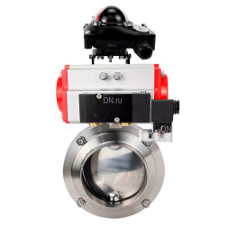 Затвор дисковый поворотный WBV3131S-2W-W-H Ду20 Ру10 под приварку, пищевая нержавеющая сталь 304, уплотнение – Silicon, с пневмоприводом PA-SA-065, пневмораспределителем 4M310-08 AC220V и БКВ APL-210N