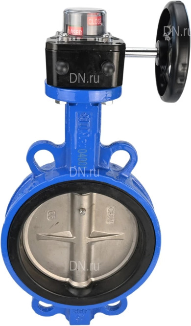 Затвор дисковый поворотный WBV1132N-2W-Fb-H Ду300 Ру16 межфланцевый, корпус - чугун GG25, диск - нержавеющая сталь 316L, уплотнение - NBR, с редуктором HGB RQN3-680Z с индикатором положения в Хабаровске