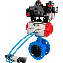 Затвор дисковый поворотный WBV1313E-2W-F-H Ду65 Ру16, корпус - чугун GGG40, диск - чугун GGG40, уплотнение - EPDM, с пневмоприводом PA-DA-105, пневмораспределителем 4M320-10 AC220V, БКВ APL-410N EX и БПВ AFC2000
