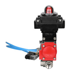 Кран шаровой BV3232P(4pc)-SP-3WL-T-ISO-H Ду32 Ру63, стандартнопроходной, четырехсоставной, корпус - нержавеющая сталь 316, уплотнение - PTFE, внутренняя резьба, с пневмоприводом PA-SA-065, пневмораспределителем 4V320-08 AC220V, БКВ APL-410N Ex