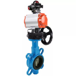 Затвор дисковый поворотный WBV1413E-2W-Fb-H Ду125 Ру16, корпус - чугун GGG50, диск - чугун GGG40, уплотнение - EPDM, с пневмоприводом PA-DA-105, БКВ APL-410N EX и ручным дублером MON2-450-T28-ISO
