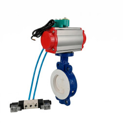 Затвор дисковый поворотный WBV3434Pf-2W-Fb-H Ду50 Ру16 корпус - углеродистая сталь WCB, диск - углеродистая сталь WCB, футерованный PTFE, уплотнение - PTFE, с пневмоприводом PA-SA-083, 4V320-10 AC220V и ALS200D