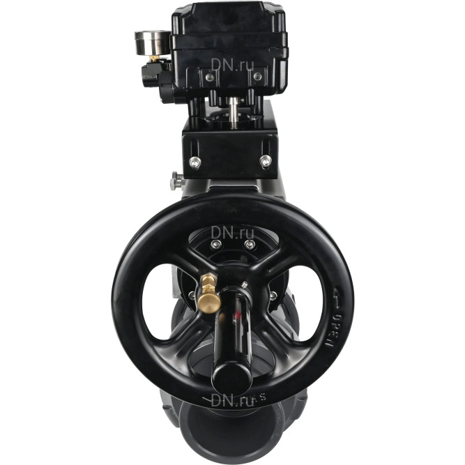 Кран шаровой BV4242E-FP-GRM-ISO Дн20 Ру10 полнопроходной, корпус - НПВХ, шар - НПВХ, уплотнение - EPDM, с пневмоприводом PA-DA-105-1 и пневмопозиционером YT-1000RSN с обратной связью в Хабаровске