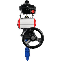 Затвор дисковый поворотный WBV1432E-2W-Fb-H Ду50 Ру16, корпус - чугун GGG50, диск - нержавеющая сталь 316L, уплотнение - EPDM, с пневмоприводом PA-DA-065, пневмораспределителем 4M310-08 AC220V, БКВ APL-410N EX, ручным дублером MON1-250-T26-ISO