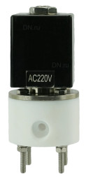 Клапан электромагнитный VS841-VT-NC-220VAC 1 1/2″ Ду40 Ру6 соленоидный двухходовой, корпус - PTFE, уплотнение - VITON, резьбовой, прямого действия, нормально закрытый, катушка - 220В
