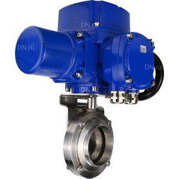 Затвор дисковый поворотный WBV3131E-2W-W-H Ду15 Ру10 под приварку, корпус - пищевая нержавеющая сталь 304, уплотнение - EPDM, с электроприводом QT-N-005M-O2-220VAC-У1 с моментной муфтой и штурвалом