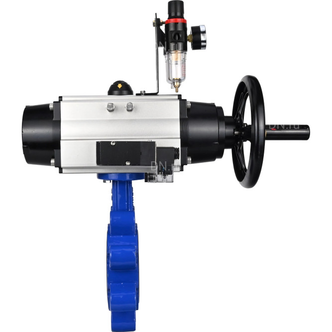 Затвор дисковый поворотный WBV1616N-2W-Fb-H Ду125 Ру16 LUG корпус - чугун QT450, диск - чугун QT450, уплотнение - NBR, с пневмоприводом PA-DA-105-1, пневмораспределителем 4M310-08 DC24V и БПВ AFC2000 в Хабаровске