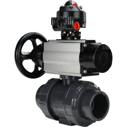 Кран шаровой BV4242E-FP-GRM-ISO Дн15 Ру10 полнопроходной, корпус - НПВХ, шар - НПВХ, уплотнение - EPDM, с пневмоприводом PA-DA-105-1, пневмораспределителем 4M310-08 DC24V и БКВ APL-510N EX