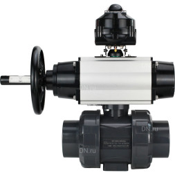 Кран шаровой BV4242E-FP-GRM-ISO Дн15 Ру10 полнопроходной, корпус - НПВХ, шар - НПВХ, уплотнение - EPDM, с пневмоприводом PA-DA-105-1, пневмораспределителем 4M310-08 DC24V и БКВ APL-510N EX
