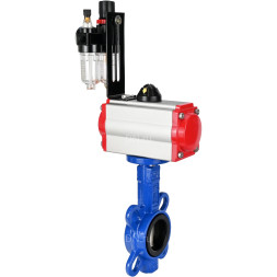 Затвор дисковый поворотный WBV1132N-2W-Fb-H Ду150 Ру16, корпус - чугун GG25, диск - нержавеющая сталь 316L, уплотнение - NBR, с пневмоприводом PA-DA-105 двойного действия, пневмораспределителем 4M310-08 AC220V, БПВ AFC2000
