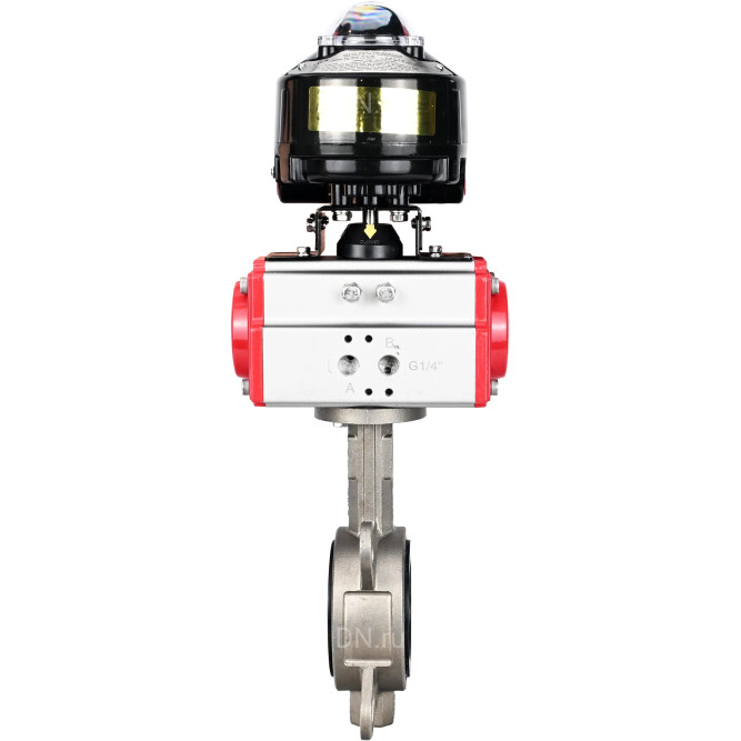 Затвор дисковый поворотный WBV3131E-2W-Fb-H Ду150 Ру16, корпус - нержавеющая сталь 304, диск - нержавеющая сталь 304, уплотнение - EPDM, с пневмоприводом PA-DA-105 и БКВ APL-510N EX в Хабаровске