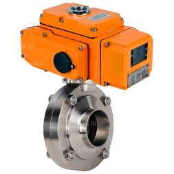Затвор дисковый поворотный WBV3131S-2W-W-H Ду20 Ру10 под приварку, корпус - пищевая нержавеющая сталь 304, уплотнение - Silicon, с электроприводом QT-N-005EM-B1-220VAC-У1 c датчиком обратной связи и входным управляющим сигналом 0-10В HARK