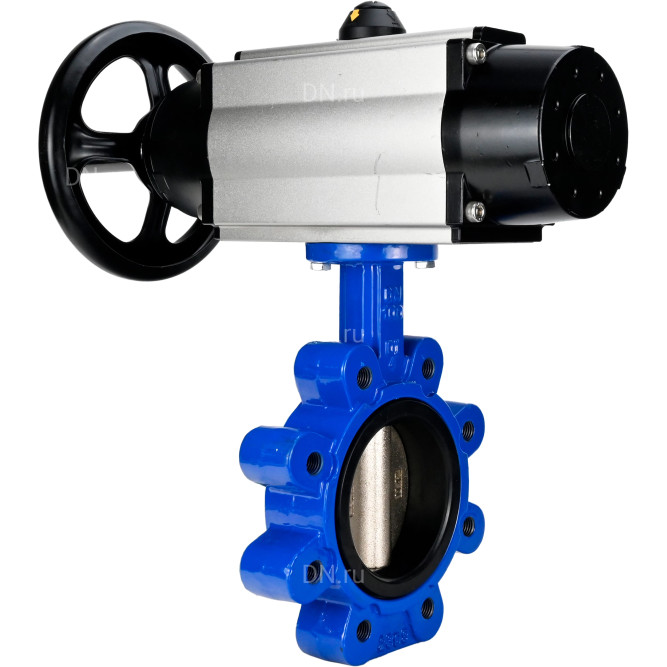 Затвор дисковый поворотный WBV1616E-2W-Fb-H Ду125 Ру16 LUG корпус - чугун QT450, диск - чугун QT450, уплотнение - EPDM, с пневмоприводом PA-DA-105-1 в Хабаровске