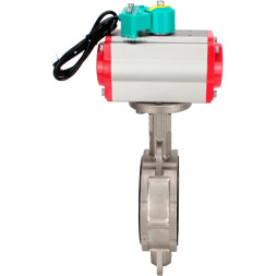 Затвор дисковый поворотный WBV3232E-2W-Fb-H Ду50 Ру16 корпус - нержавеющая сталь 316L, диск - нержавеющая сталь 316L, уплотнение - EPDM, с пневмоприводом PA-DA-065 и магнитным переключателем ALS200D