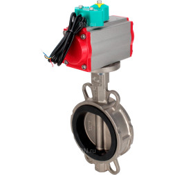 Затвор дисковый поворотный WBV3232E-2W-Fb-H Ду50 Ру16 корпус - нержавеющая сталь 316L, диск - нержавеющая сталь 316L, уплотнение - EPDM, с пневмоприводом PA-DA-065 и магнитным переключателем ALS200D