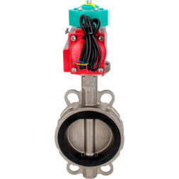 Затвор дисковый поворотный WBV3232E-2W-Fb-H Ду50 Ру16 корпус - нержавеющая сталь 316L, диск - нержавеющая сталь 316L, уплотнение - EPDM, с пневмоприводом PA-DA-065 и магнитным переключателем ALS200D
