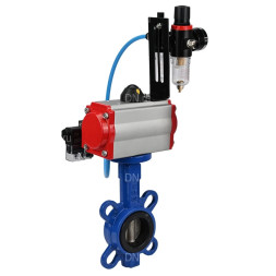 Затвор дисковый поворотный WBV1413E-2W-Fb-H Ду40 Ру16, корпус - чугун GGG50, диск - чугун GGG40, уплотнение - EPDM, с пневмоприводом PA-DA-052 двойного действия, пневмораспределителем 4M310-08 DC24V, БПВ AFC2000