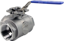 Кран шаровой BV3232P(4pc)-SP-3WT-T-ISO-H Ду65 Ру40, 3-ходовой T-тип стандартнопроходной, внутренняя резьба, уплотнение - PTFE, материал корпуса - нержавеющая сталь SS316 с ISO фланцем и рукояткой