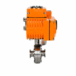 Затвор дисковый поворотный WBV3131S-2W-C-H Ду80 Ру10 кламповый, корпус - пищевая нержавеющая сталь 304, уплотнение - Silicon, с электроприводом QT-N-005EM-A1-220VAC-У1 c датчиком обратной связи и входным управляющим сигналом 4-20мА HARK