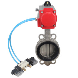 Затвор дисковый поворотный WBV3131V-2W-Fb-H Ду150 Ру16, корпус - нержавеющая сталь 304, диск - нержавеющая сталь 304, уплотнение - VITON, с пневмоприводом PA-DA-105 и пневмораспределителем 4V320-10 AC220V