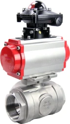 Кран шаровой BV3232P(4pc)-SP-3WL-T-ISO-H Ду65 Ру40 стандартнопроходной трехходовой L-тип, нерж. сталь SS316, внутренняя резьба, уплотнение - PTFE, пн.приводом PA-SA-105, пн.распределителем 4M310-08 AC220V и БКВ APL-210N