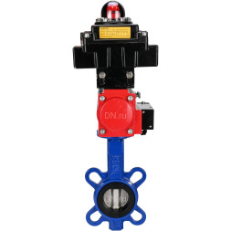 Затвор дисковый поворотный WBV1432N-2W-Fb-H Ду50 Ру16, корпус - чугун GGG50, диск - нержавеющая сталь 316L, уплотнение - NBR, с пневмоприводом PA-SA-083 с возвратными пружинами, пневмораспределителем 4M310-08 AC220V, БКВ APL-410N EX