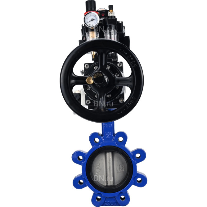 Затвор дисковый поворотный WBV1631N-2W-Fb-H Ду125 Ру16 LUG корпус - чугун QT450, диск - нержавеющая сталь 304, уплотнение - NBR, с пневмоприводом PA-DA-105-1, пневмораспределителем 4M310-08 DC24V, БКВ APL-410N EX и БПВ AFC2000 в Хабаровске