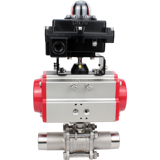 Кран шаровой BV3131P(3pc)-FP-W-ISO-H LONG Ду150 Ру16 полнопроходной, корпус - нержавеющая сталь 304, уплотнение - PTFE, под приварку, с пневмоприводом PA-DA-140 и БКВ APL-410N EX в Хабаровске