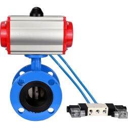 Затвор дисковый поворотный WBV1313E-2W-F-H Ду150 Ру16 фланцевый, корпус - чугун GGG40, диск - чугун GGG40, уплотнение - EPDM, с пневмоприводом PA-DA-130 и пневмораспределителем 4V320-08 AC220V