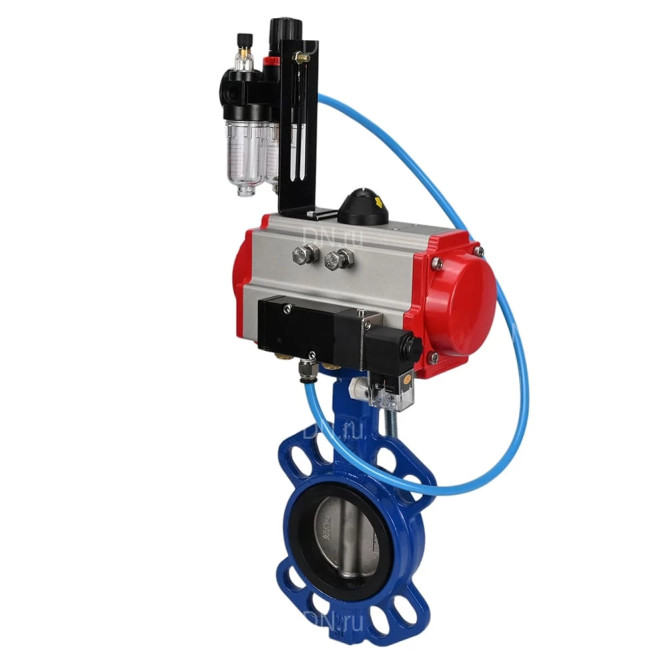 Затвор дисковый поворотный WBV1413E-2W-Fb-H Ду150 Ру16, корпус - чугун GGG50, диск - чугун GGG40, уплотнение - EPDM, с пневмоприводом PA-DA-105 двойного действия, пневмораспределителем 4M310-08 DC24V, БПВ AFC2000 в Хабаровске