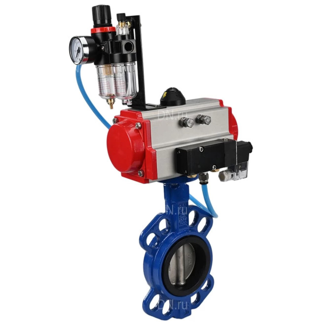 Затвор дисковый поворотный WBV1413E-2W-Fb-H Ду150 Ру16, корпус - чугун GGG50, диск - чугун GGG40, уплотнение - EPDM, с пневмоприводом PA-DA-105 двойного действия, пневмораспределителем 4M310-08 DC24V, БПВ AFC2000 в Хабаровске