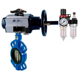 Затвор дисковый поворотный WBV1132N-2W-Fb-H Ду125 Ру16, корпус - чугун GG25, диск - нержавеющая сталь 316L, уплотнение - NBR, с пневмоприводом PA-DA-105-1, пневмораспределителем 4M320-08 AC220V, БКВ APL-510N EX и БПВ AFC2000