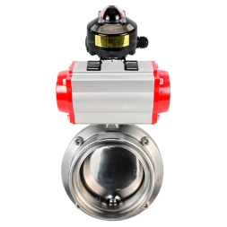 Затвор дисковый поворотный WBV3131E-2W-T-H Ду20 Ру10 резьбовой, пищевая нержавеющая сталь 304, уплотнение – EPDM, с пневмоприводом PA-SA-065 и БКВ APL-510N EX