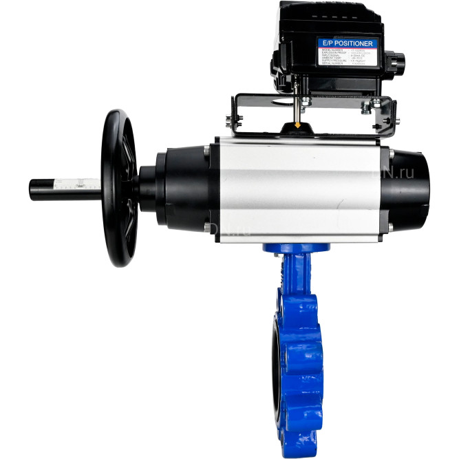 Затвор дисковый поворотный WBV1616E-2W-Fb-H Ду125 Ру16 LUG корпус - чугун QT450, диск - чугун QT450, уплотнение - EPDM, с пневмоприводом PA-DA-105-1 и позиционером YT-1000RSN без обратной связи в Хабаровске
