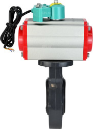 Затвор дисковый поворотный WBV4242E-2W-Fb-ISO Дн100 Ру10 межфланцевый, корпус - НПВХ, диск - НПВХ, уплотнение - EPDM, с пневмоприводом PA-SA-083 и магнитным переключателем ALS200D