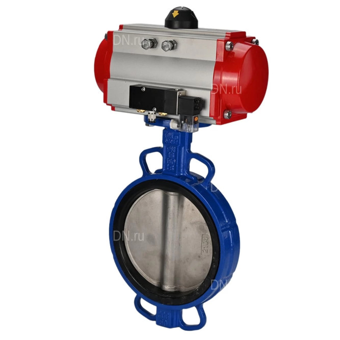 Затвор дисковый поворотный WBV1413E-2W-Fb-H Ду200 Ру16, корпус - чугун GGG50, диск - чугун GGG40, уплотнение - EPDM, с пневмоприводом PA-SA-160 и пневмораспределителем 4M310-08 DC24V в Хабаровске