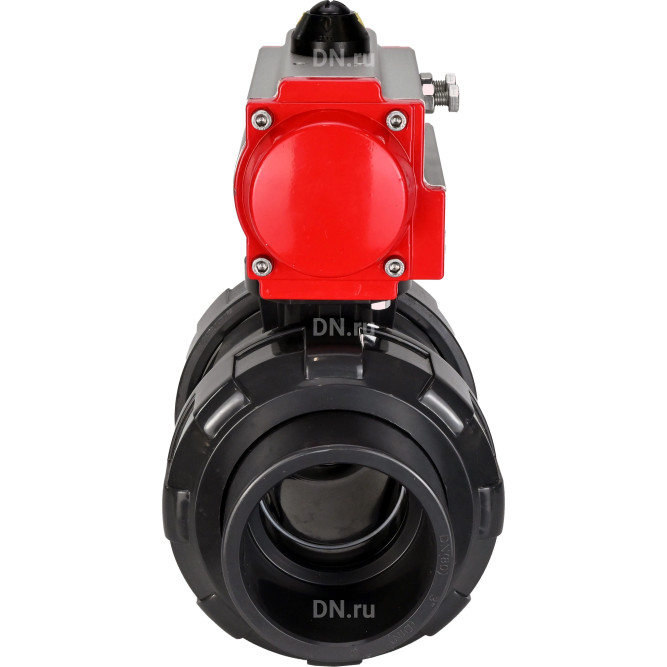 Кран шаровой BV4242E-FP-GRM-ISO Дн25 Ру10 полнопроходной, корпус - НПВХ, шар - НПВХ, уплотнение - EPDM, с пневмоприводом PA-DA-052 двойного действия в Хабаровске