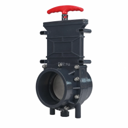 Задвижка шиберная GVKR4331TPV-2W-G-Hт Ду100 Ру1.6 клеевая, с выдвижным штоком, материал корпуса - ПВХ (PVC), шибер - нержавеющая сталь 304, уплотнение - TPV (ТПВ), с ручкой