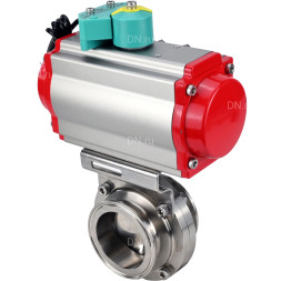 Затвор дисковый поворотный кламповый WBV3131S-2W-C-H Ду65 Ру10 корпус - пищевая нержавеющая сталь 304, уплотнение - Silicon, с пневмоприводом PA-DA-052, пневмораспределителем 4M310-08 AC220V и магнитным переключателем ALS200D