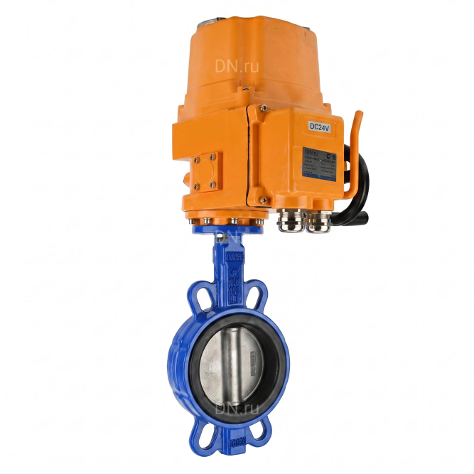 Затвор дисковый поворотный WBV1432N-2W-Fb-H Ду100 Ру16, корпус - чугун GGG50, диск - нержавеющая сталь 316L, уплотнение - NBR, с электроприводом QT-EX-010EM-O2-220VAC-У1 в Хабаровске