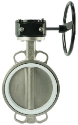 Затвор дисковый поворотный WBV3232P-2W-Fb-H Ду125 Ру16 межфланцевый, корпус - нержавеющая сталь 316L, диск - нержавеющая сталь 316L, уплотнение - PTFE, с редуктором HAM RQN1-180Z-T40