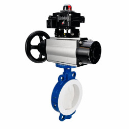 Затвор дисковый поворотный WBV3434Pf-2W-Fb-R Ду150 Ру16, корпус - углеродистая сталь WCB, диск - углеродистая сталь WCB, футерованный PTFE, уплотнение - PTFE, с пневмоприводом PA-DA-105-1 и БКВ APL-410N EX
