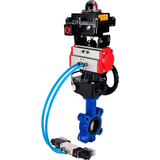 Затвор дисковый поворотный WBV1616E-2W-Fb-H Ду80 Ру16 LUG, корпус - чугун QT450, диск - чугун QT450, уплотнение - EPDM, с пневмоприводом PA-DA-083, пневмораспределителем 4M320-08 AC220V, ручным дублером MON2-450-T28-ISO и БКВ APL-410N EX в Хабаровске